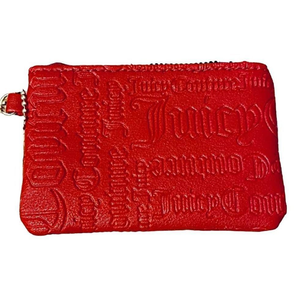 Juicy Couture Red Keychain Wristlet with Gold Heart Logo - Small